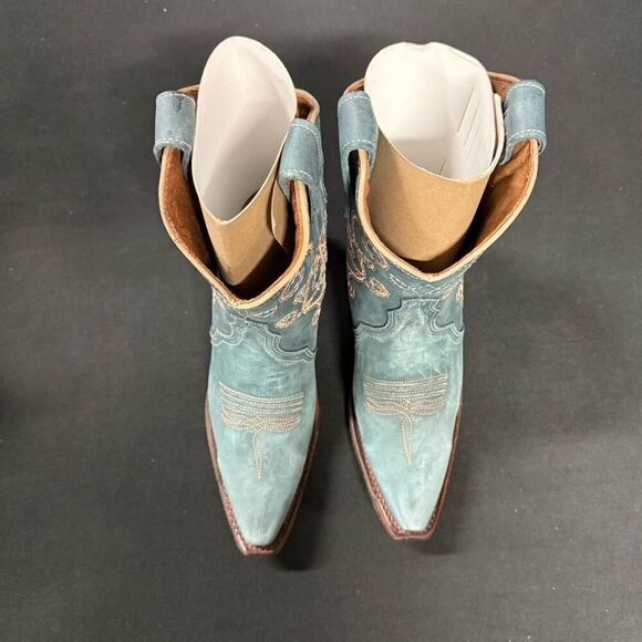 New Circle G Corral L6068 Light Blue Distressed Snip Toe Boots 5.5 - Picture 2 of 6